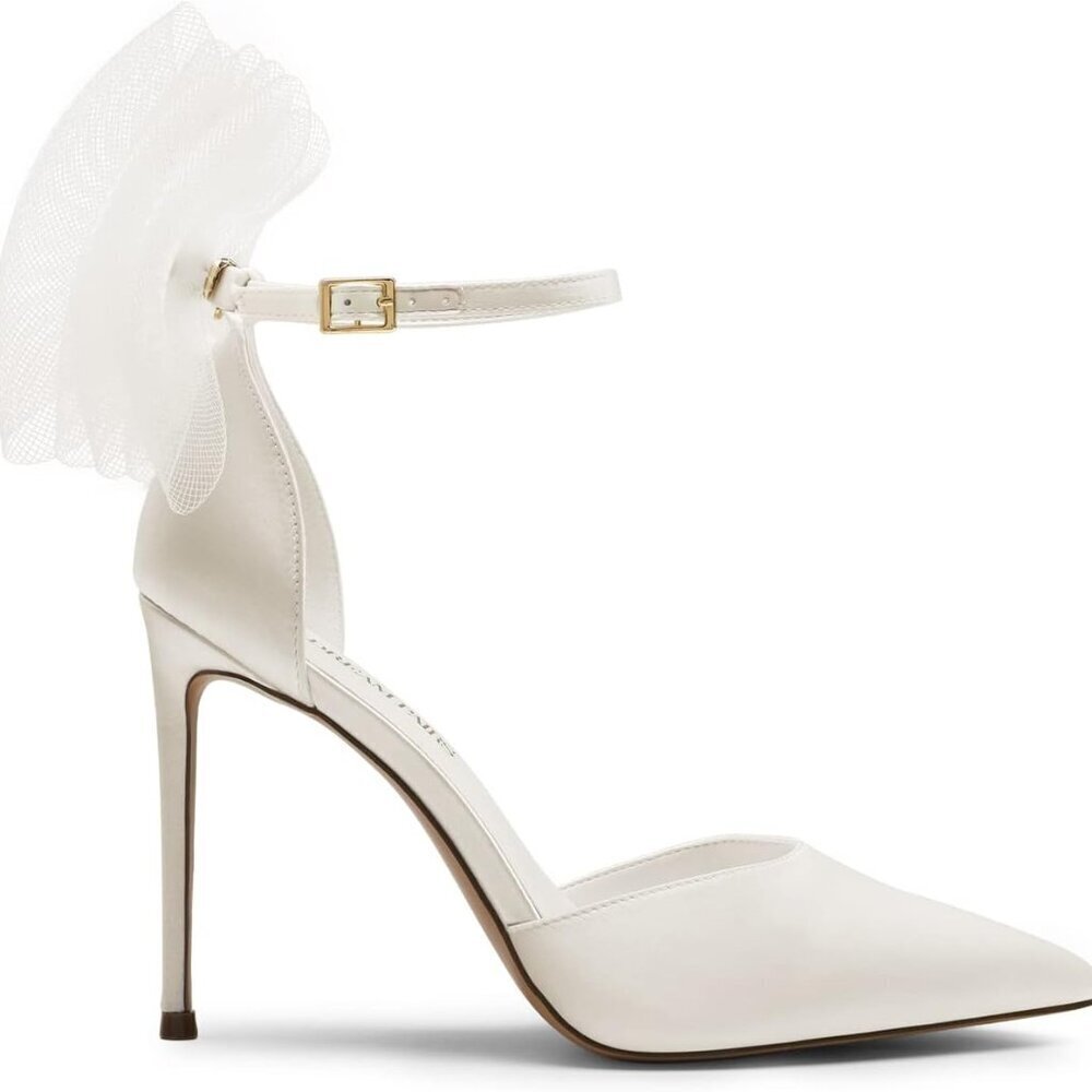 Women's Satin High Heels Strappy Closed Toe Pumps Wedding Party Shoes - Picture 3 of 7